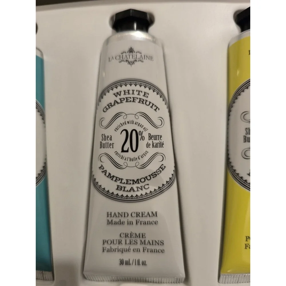 New  La CHATELAINE Hand Cream Set Of 3 ‎ Gardenia, White Grapefruit ,Citrus Fizz